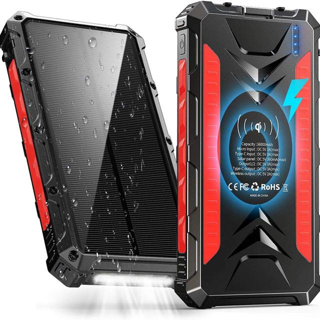 Red Hawk - QI Power Bank with Solar Cells