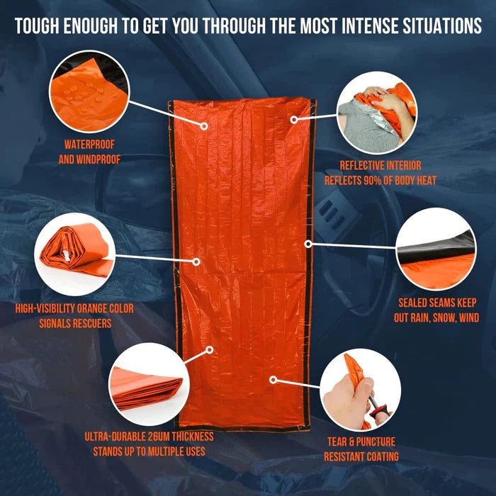 Ultra Emergency Sleeping Bag – Compact & Weatherproof (Orange)