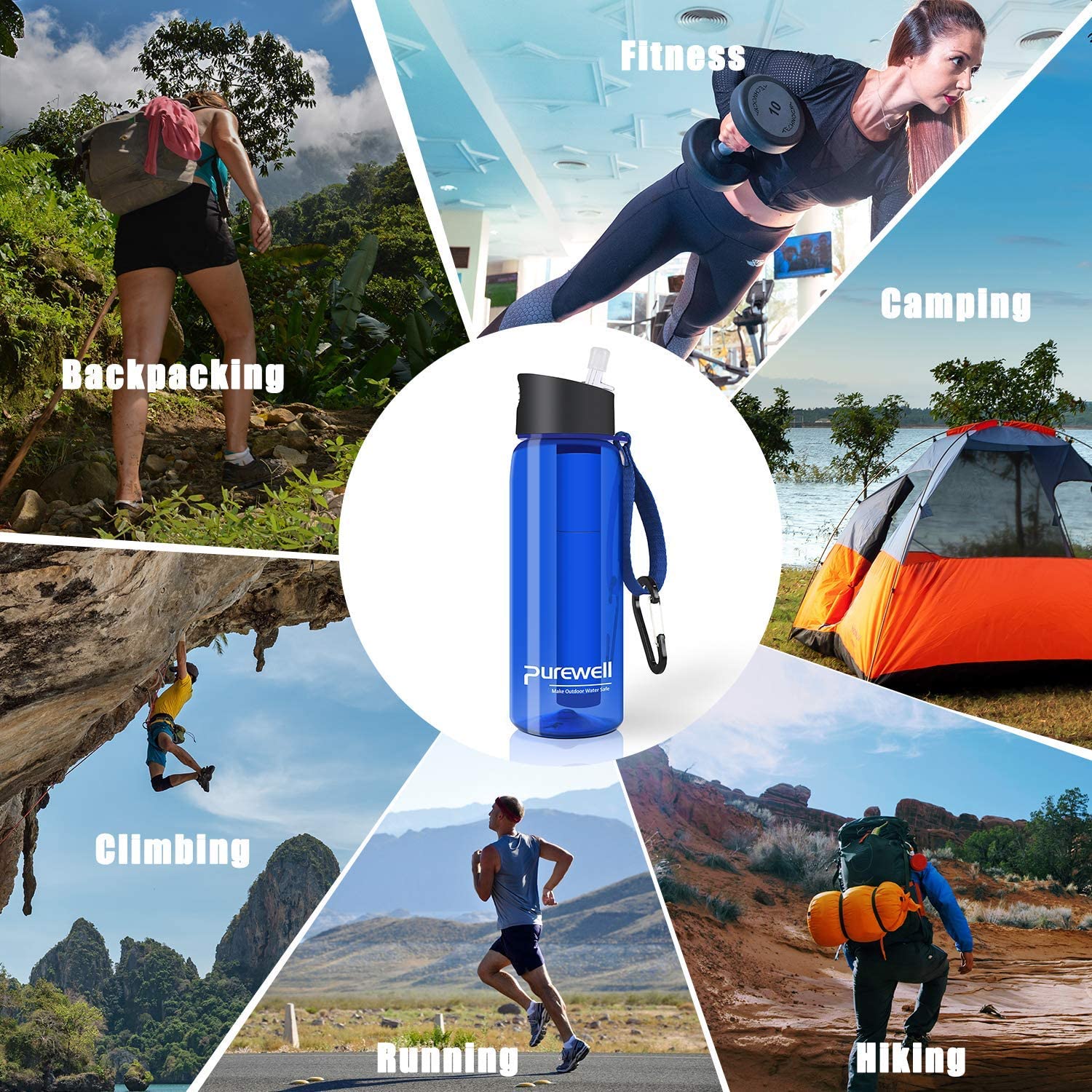 Water Filter Bottle 650 ml – 4-Stage Survival Purifier