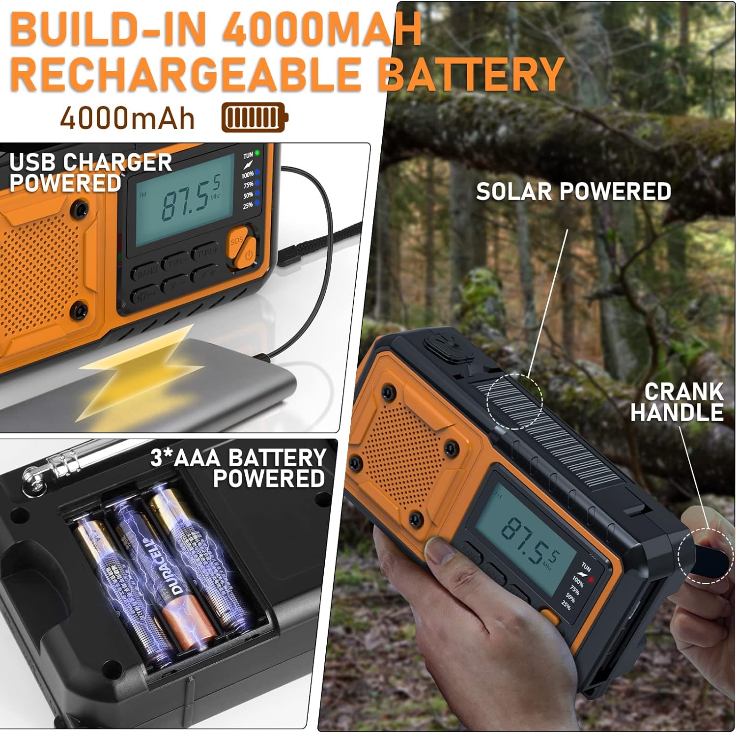 Master 4000 mAh Crank Radio with Solar Panels