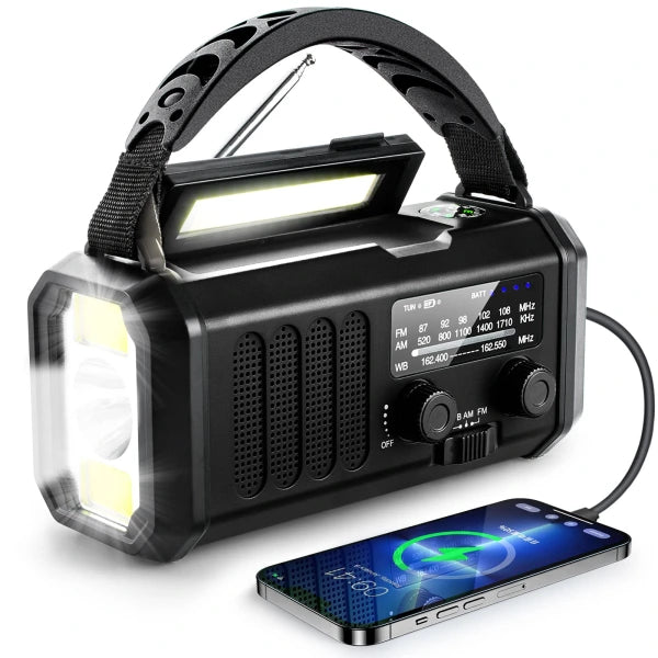 Emergency Radio Pro – 10,000mAh Power Bank & Solar Hand Crank