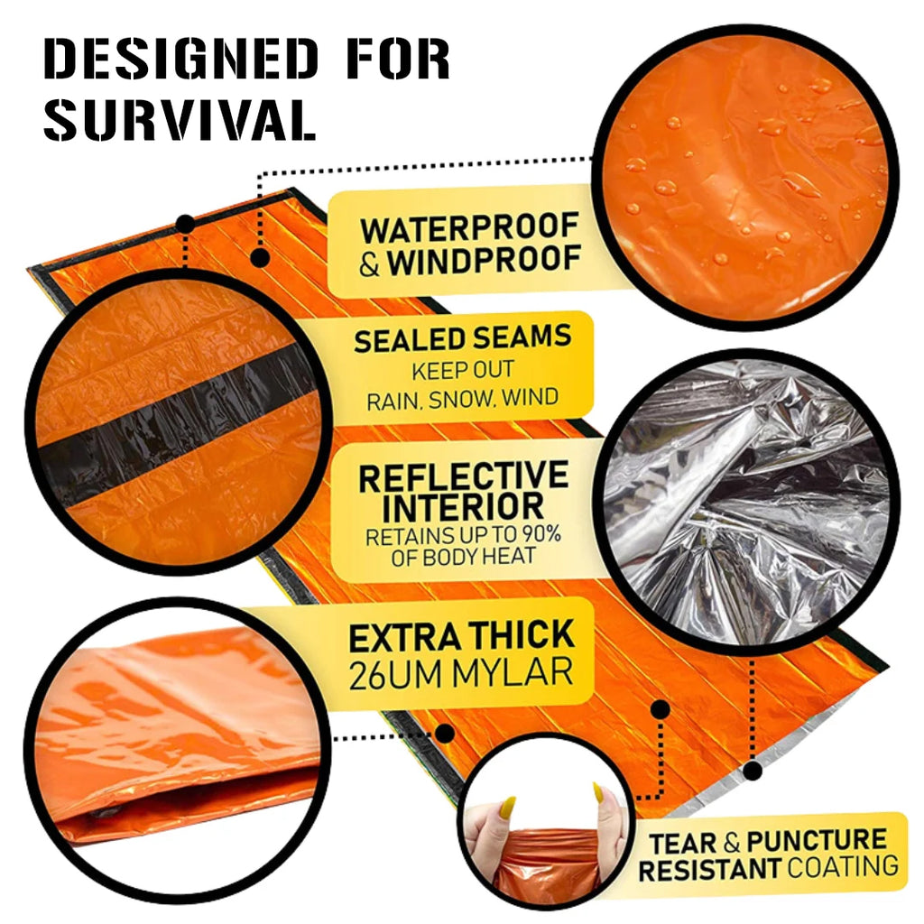 Emergency Sleeping Bag (Bivy) – Ultra-Compact & All-Weather (Orange)
